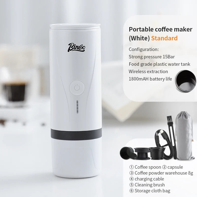 Wireless Electric Portable Espresso Coffee Machine for Car & Home Camping Coffee Maker 2-in-1 Capsule Powder Travel Coffee Maker