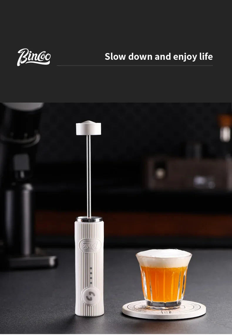 BINCOO Electric Milk Frother Wireless Handheld Blender Mini Coffee Maker Whisk Mixer Type-C Rechargeable Coffee Cappuccino Cream