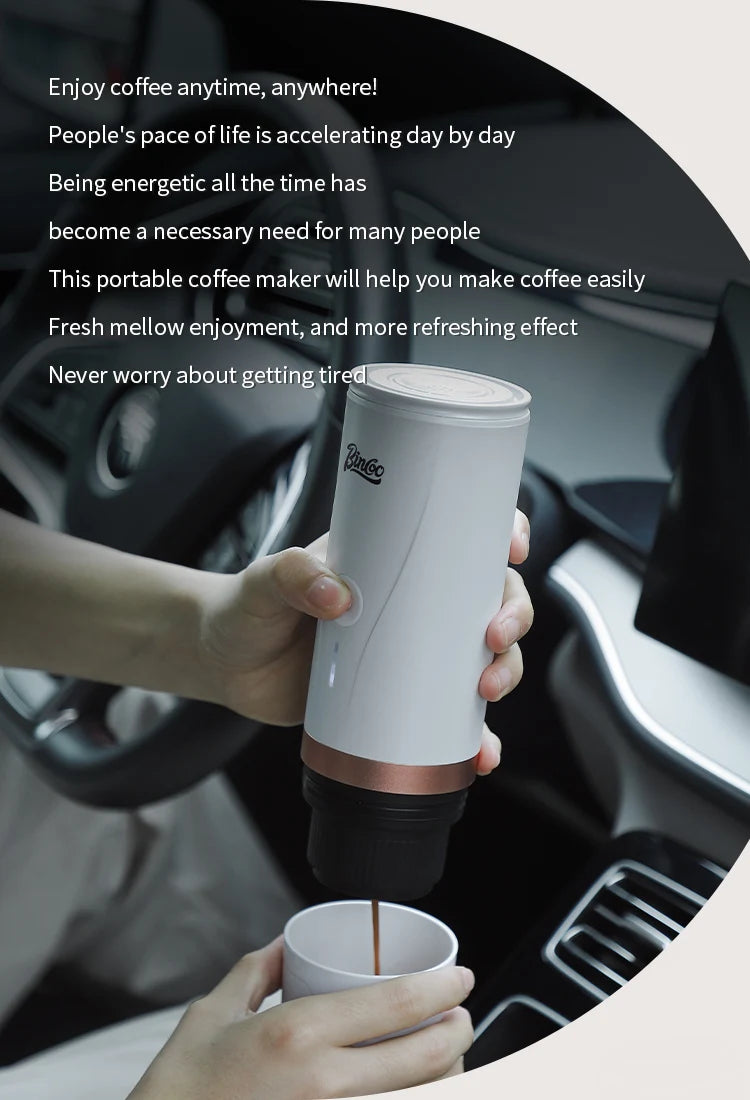 Wireless Electric Portable Espresso Coffee Machine for Car & Home Camping Coffee Maker 2-in-1 Capsule Powder Travel Coffee Maker