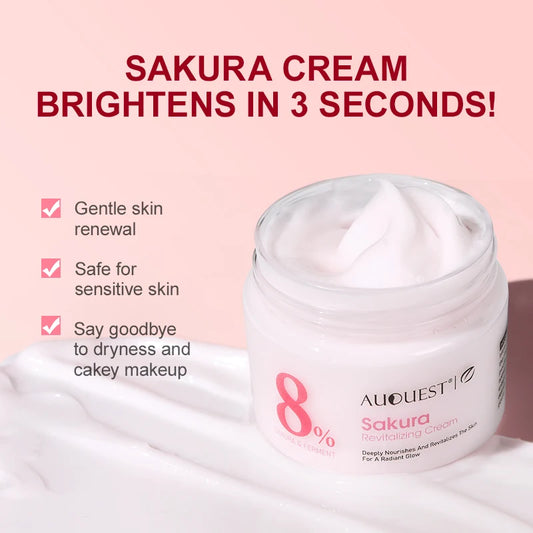 AUQUEST Sakura Revitalizing Face Cream Whitening Dark Spots Removal Hydrating Shrink Pores Facial Cream Skin Care Products