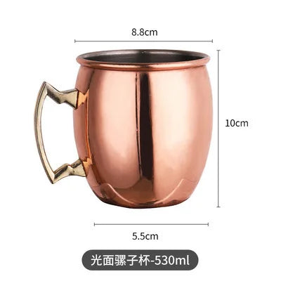1pcs 550ml 18 Ounces Moscow Mule Mug Stainless Steel Hammered Copper Plated Beer Cup Coffee Cup Bar Drinkware