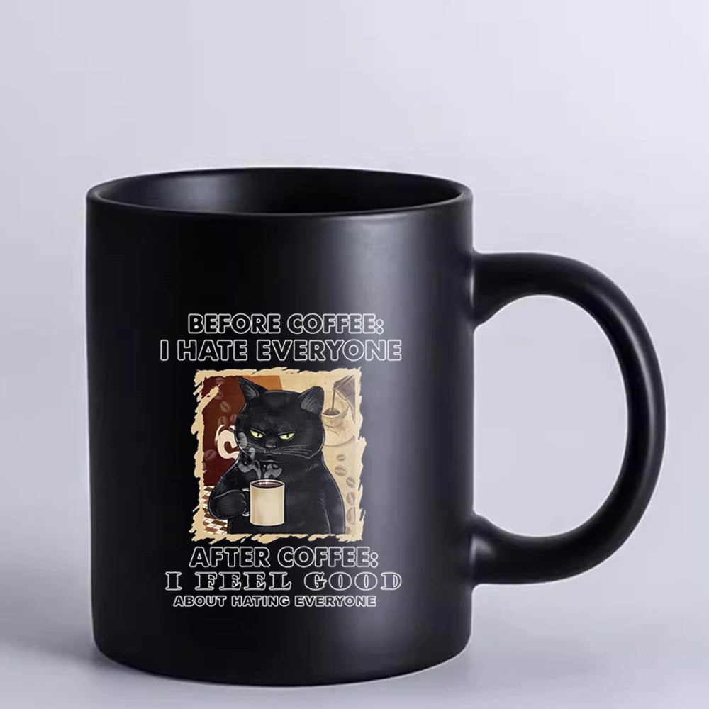 I drink coffee Cat Mug 11oz Funny Cats Black Ceramic Coffee Mug Office Tea Cup