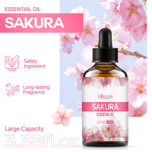 Sakura essential oil, massage oil for face, hair, nails, body, DIY soap and candle, can be used with aromatherapy machine.