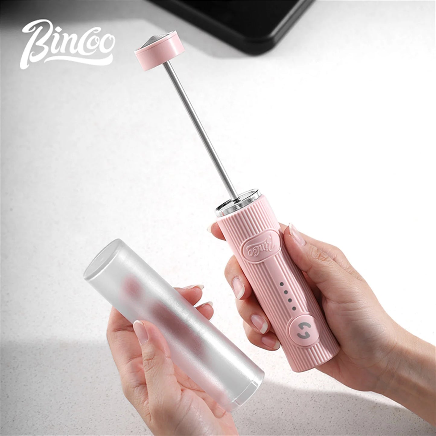 BINCOO Electric Milk Frother Wireless Handheld Blender Mini Coffee Maker Whisk Mixer Type-C Rechargeable Coffee Cappuccino Cream