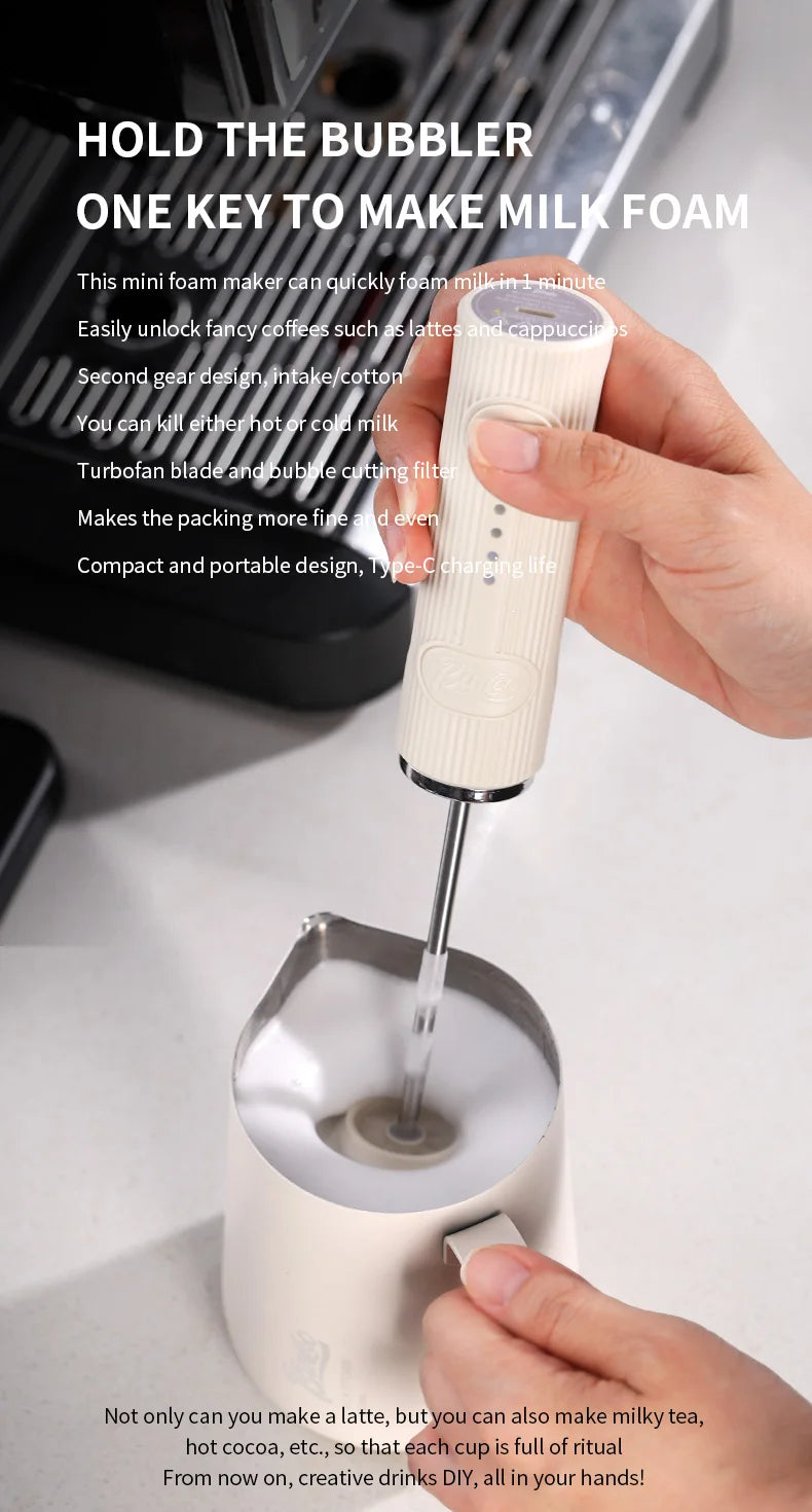 BINCOO Electric Milk Frother Wireless Handheld Blender Mini Coffee Maker Whisk Mixer Type-C Rechargeable Coffee Cappuccino Cream