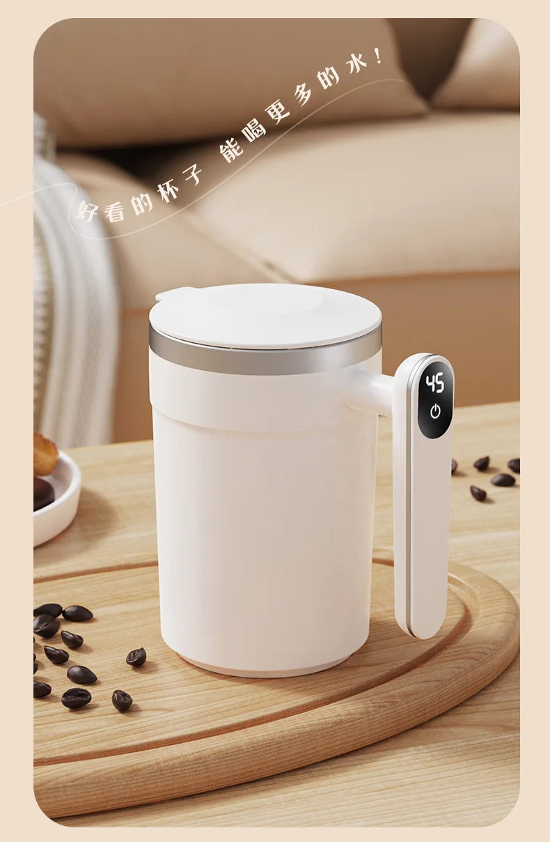 Digital Display Magnetic Rotating Rechargeable Milk Coffee Stirring Cup