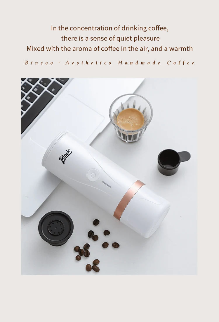 Wireless Electric Portable Espresso Coffee Machine for Car & Home Camping Coffee Maker 2-in-1 Capsule Powder Travel Coffee Maker