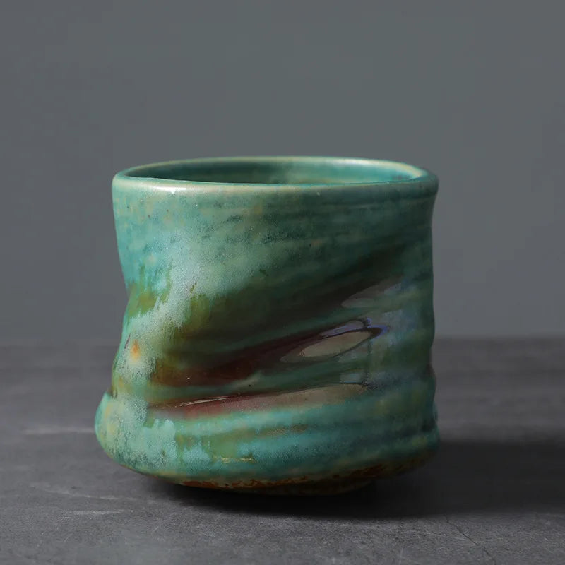 Coarse Ceramic Espresso Cup Hand Kneaded Pleated Latte Art Cup Vintage Ceramic Niche Design Afternoon Tea Cup