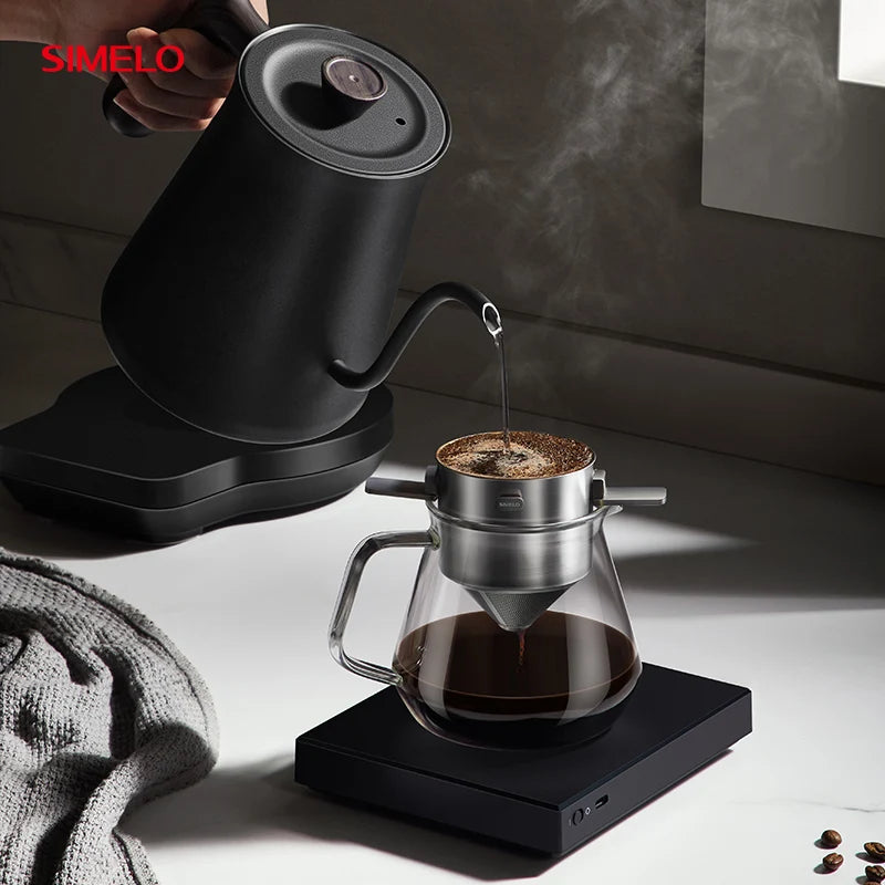 SIMELO Portable Full Body Stainless Steel Double-Layer Coffee Filter Foldable Reusable Hanging Ear Drip Filter for Coffee Lovers