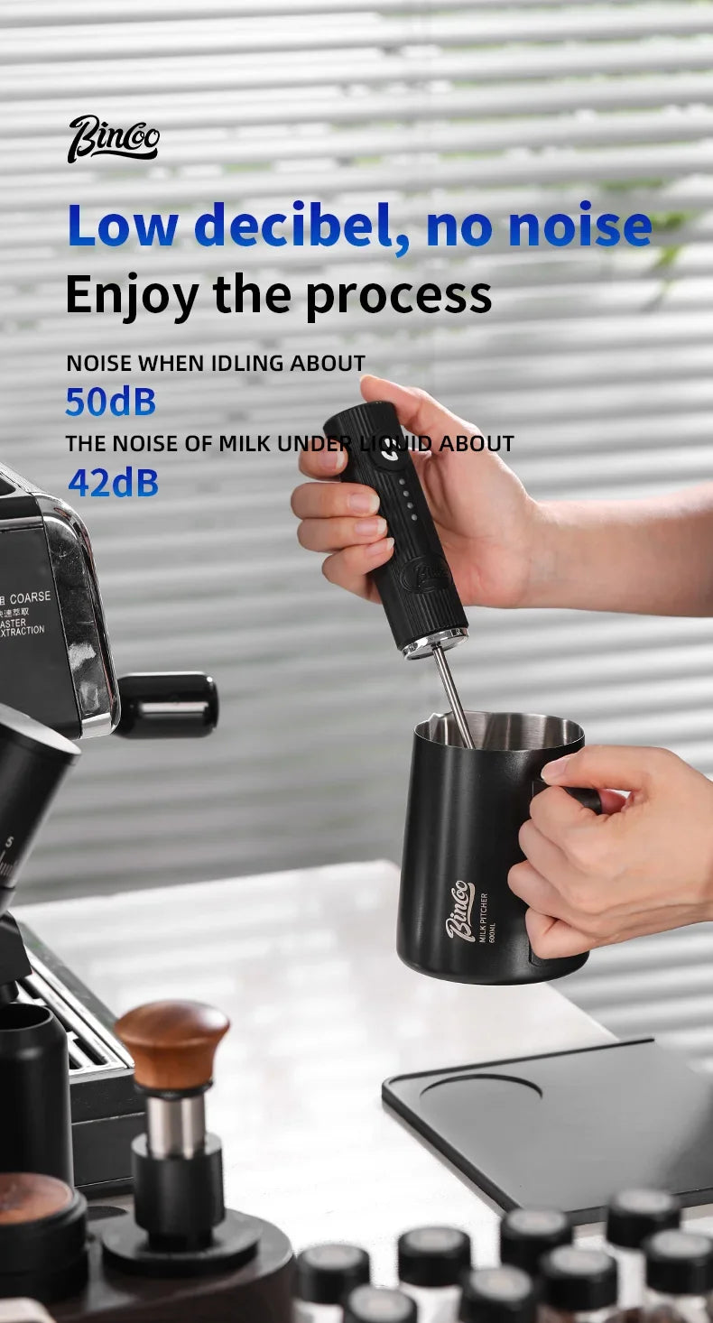 BINCOO Electric Milk Frother Wireless Handheld Blender Mini Coffee Maker Whisk Mixer Type-C Rechargeable Coffee Cappuccino Cream