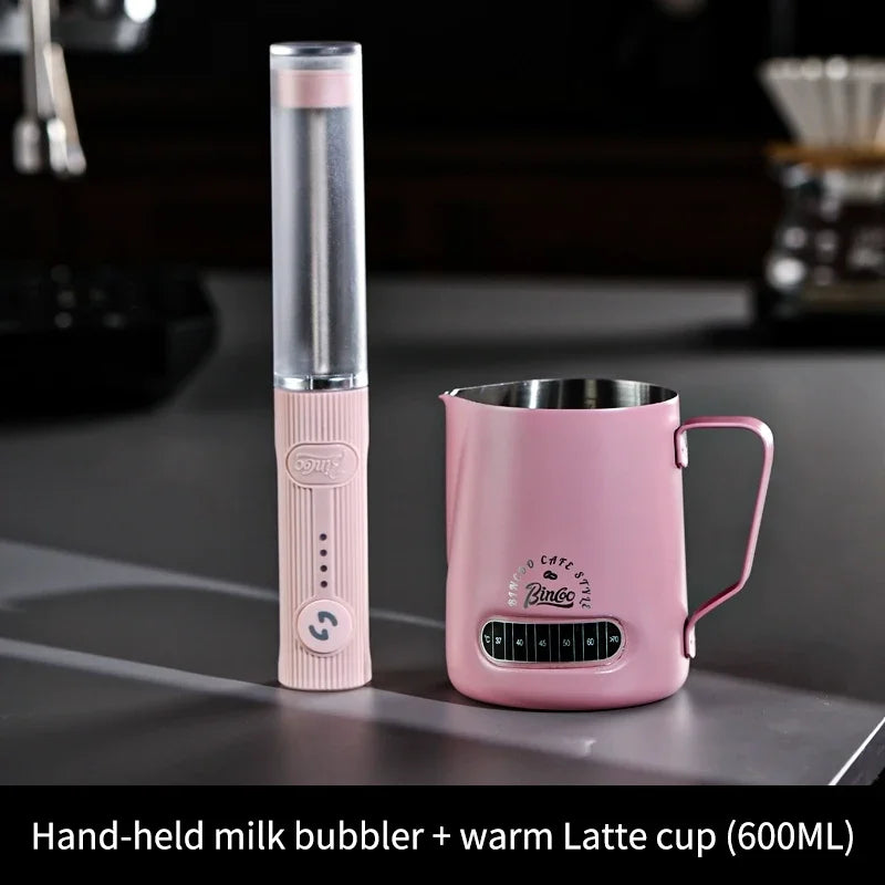 BINCOO Electric Milk Frother Wireless Handheld Blender Mini Coffee Maker Whisk Mixer Type-C Rechargeable Coffee Cappuccino Cream