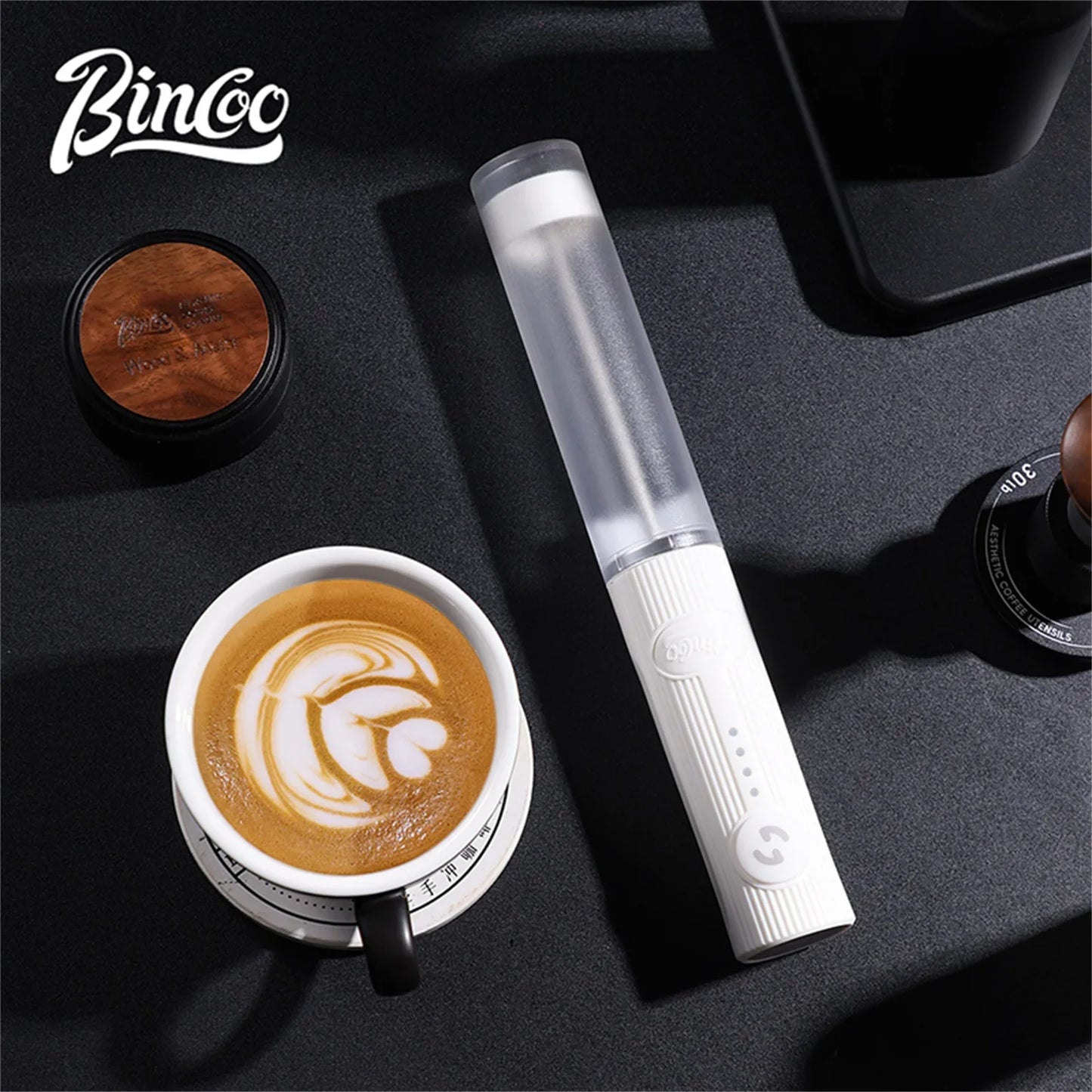 BINCOO Electric Milk Frother Wireless Handheld Blender Mini Coffee Maker Whisk Mixer Type-C Rechargeable Coffee Cappuccino Cream