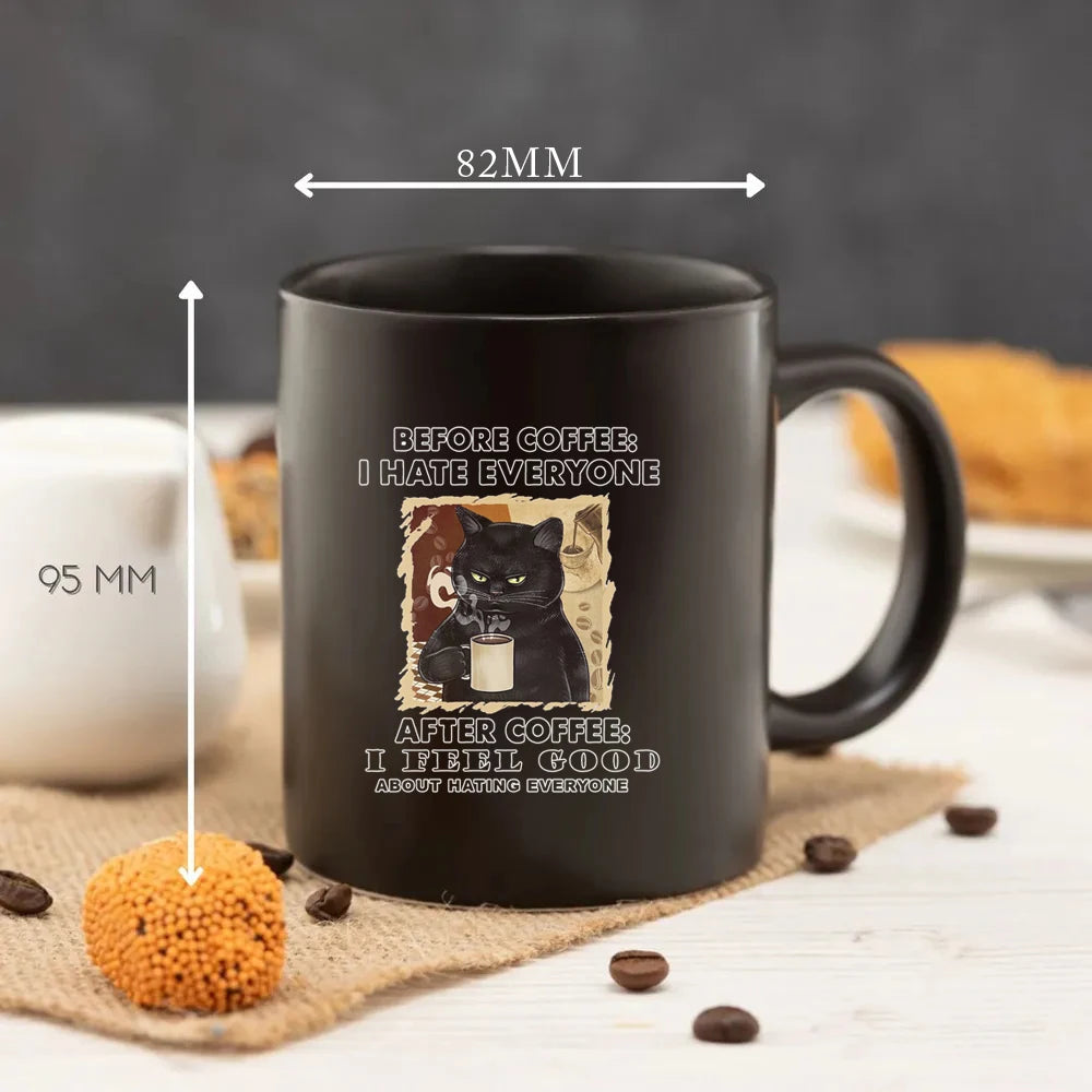 I drink coffee Cat Mug 11oz Funny Cats Black Ceramic Coffee Mug Office Tea Cup