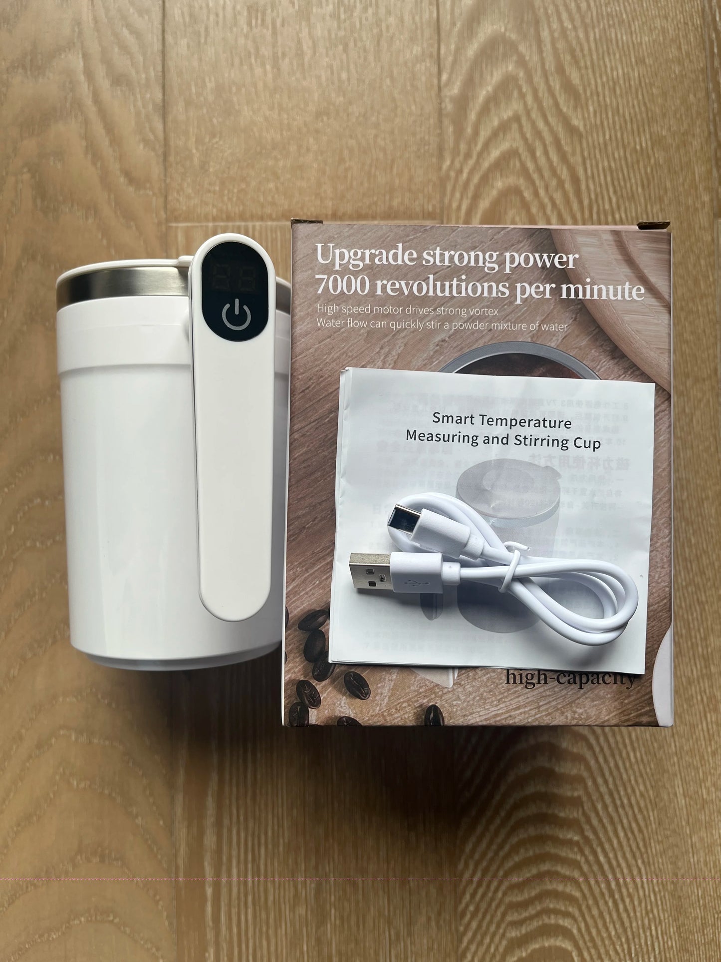 Digital Display Magnetic Rotating Rechargeable Milk Coffee Stirring Cup