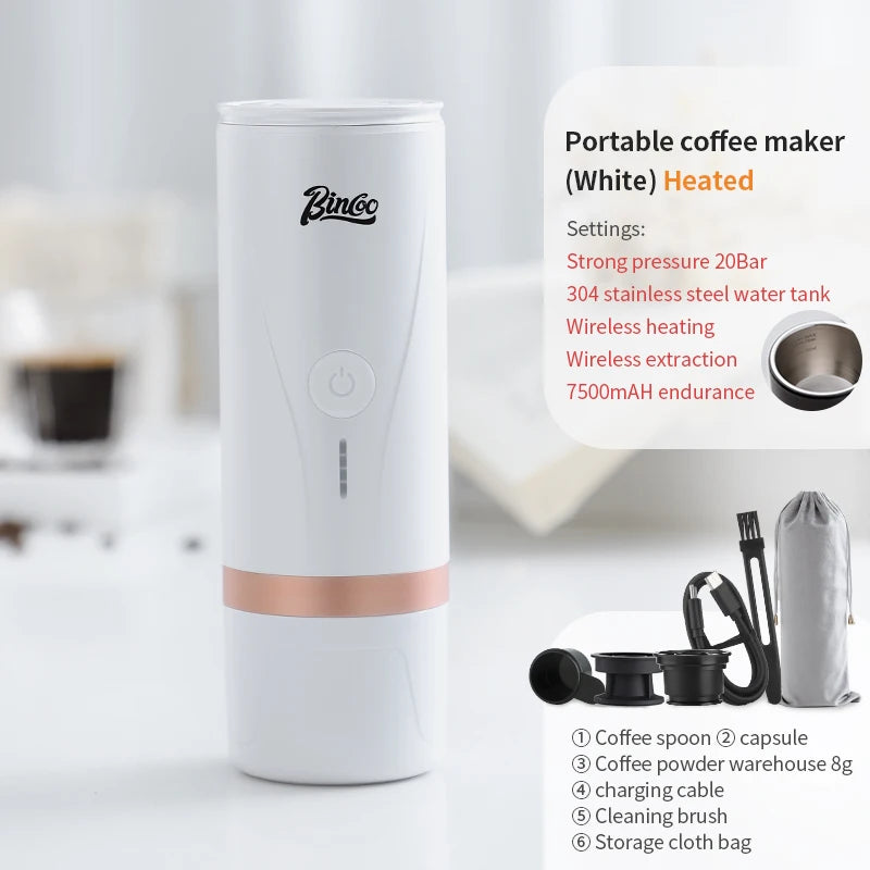Wireless Electric Portable Espresso Coffee Machine for Car & Home Camping Coffee Maker 2-in-1 Capsule Powder Travel Coffee Maker