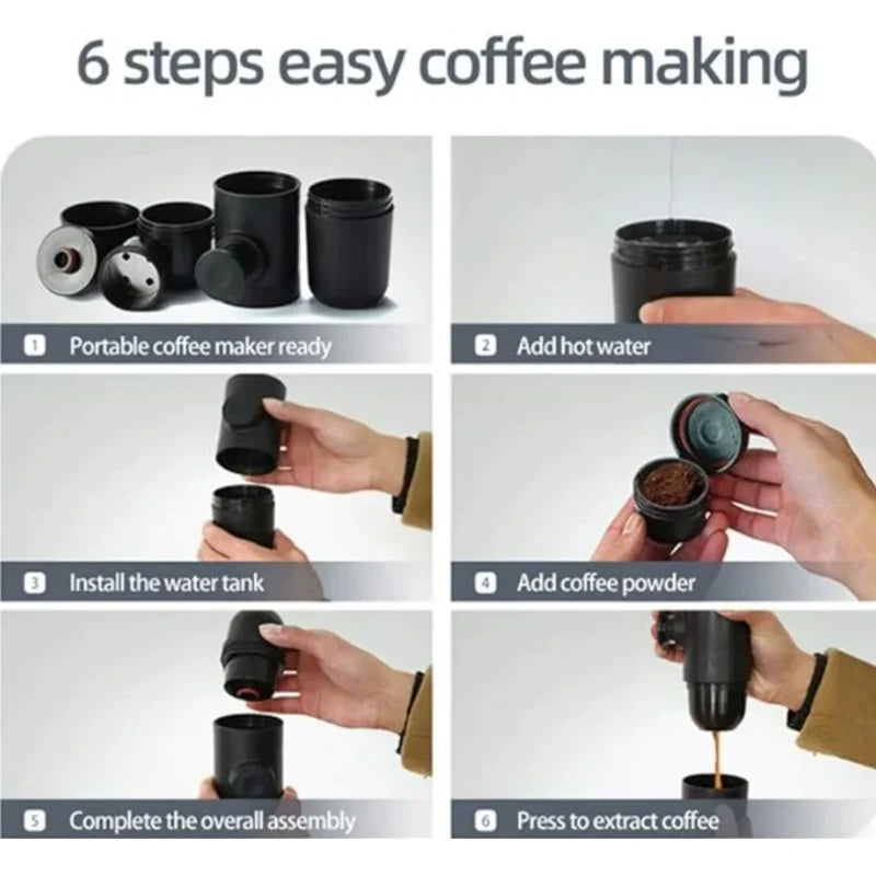 Travel Outdoor 140ml Espresso Coffee Maker Mini Hand Press Manual Coffee Machine Portable Capsule Coffee Maker Maker Ideal Gift