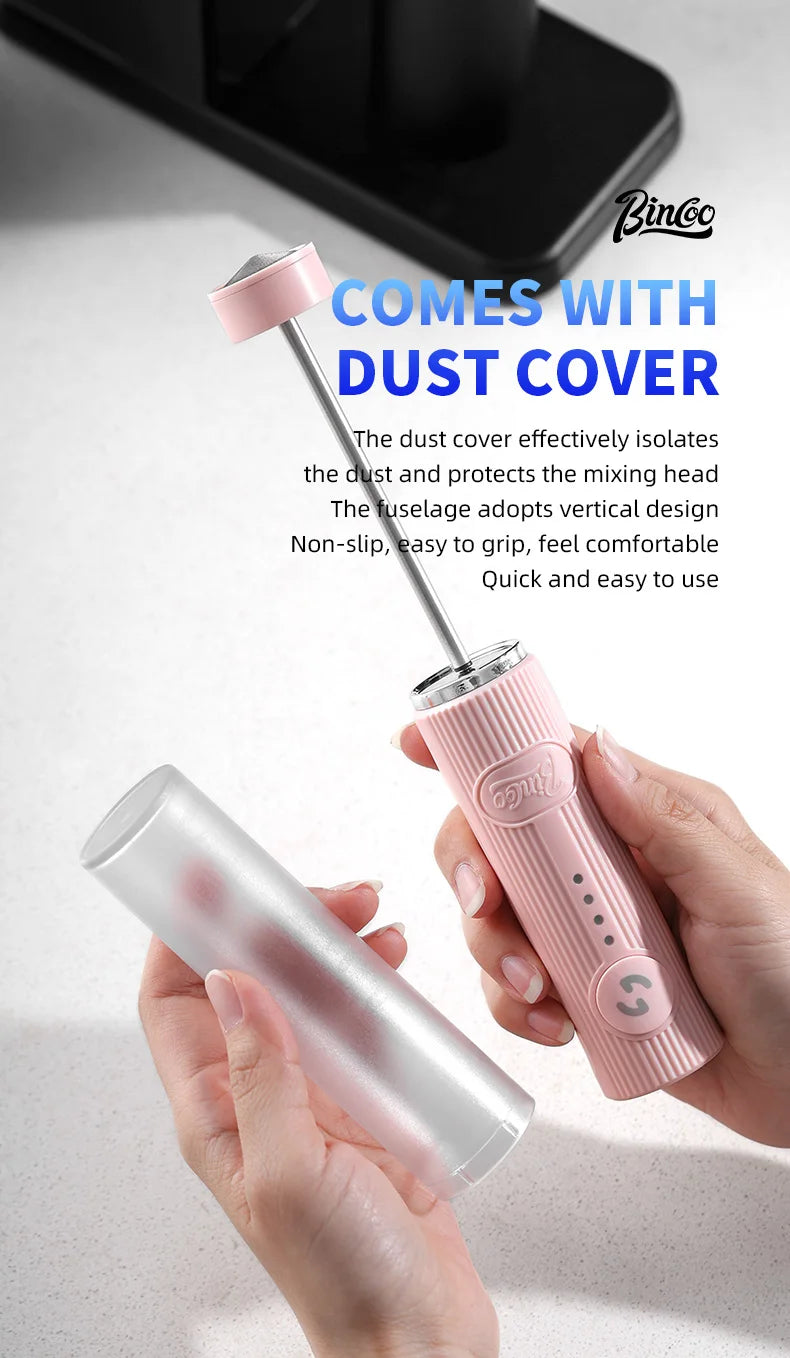 BINCOO Electric Milk Frother Wireless Handheld Blender Mini Coffee Maker Whisk Mixer Type-C Rechargeable Coffee Cappuccino Cream