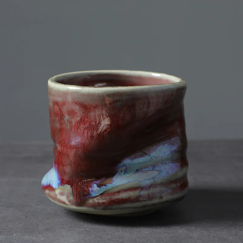 Coarse Ceramic Espresso Cup Hand Kneaded Pleated Latte Art Cup Vintage Ceramic Niche Design Afternoon Tea Cup