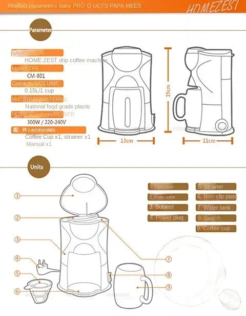 Coffee machine automatic household mini American drip coffee maker tea maker coffee maker espresso with grinder