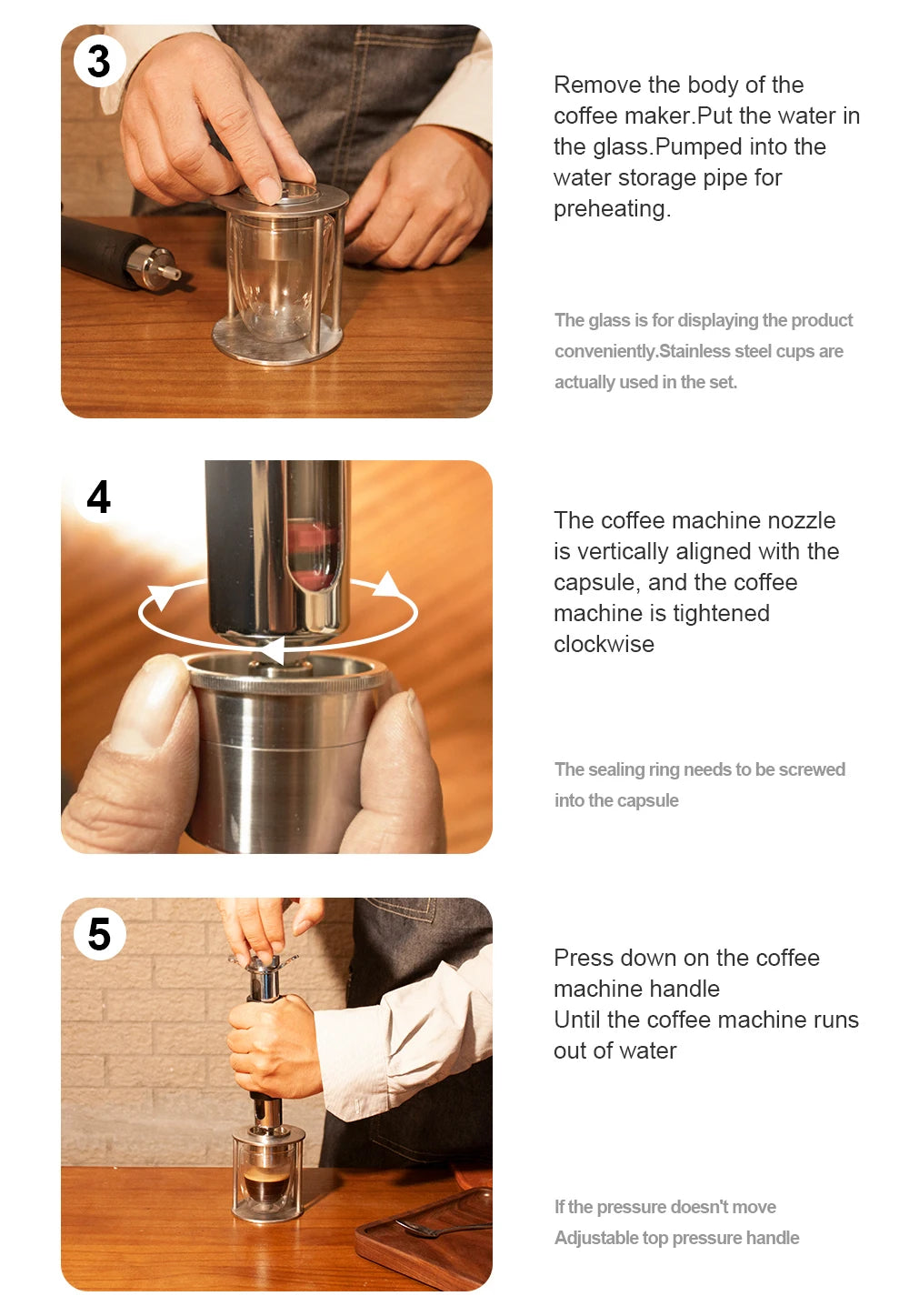 Manual coffee machine Hand press espresso machine household outdoor portable coffee maker machine/Manual extraction coffee cream