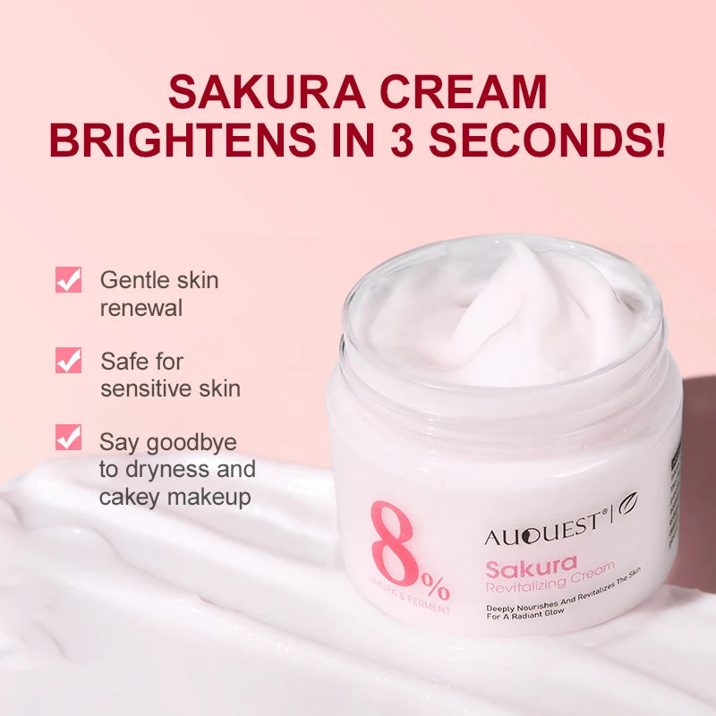 AUQUEST Sakura Revitalizing Face Cream Whitening Dark Spots Removal Hydrating Shrink Pores Facial Cream Skin Care Products