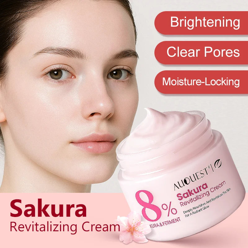 AUQUEST Sakura Revitalizing Face Cream Whitening Dark Spots Removal Hydrating Shrink Pores Facial Cream Skin Care Products