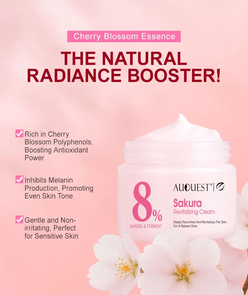 AUQUEST Sakura Revitalizing Face Cream Whitening Dark Spots Removal Hydrating Shrink Pores Facial Cream Skin Care Products