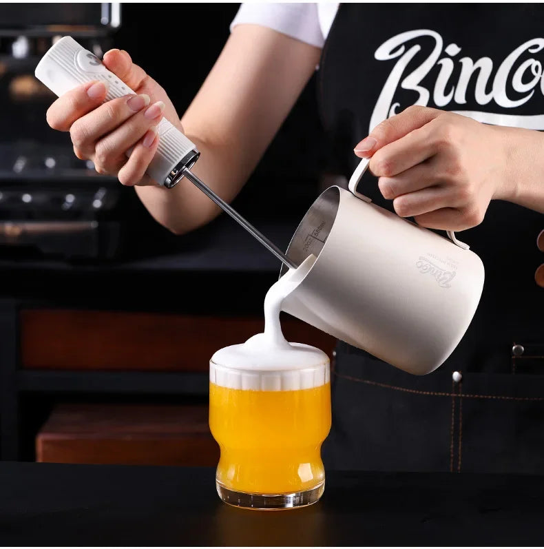 BINCOO Electric Milk Frother Wireless Handheld Blender Mini Coffee Maker Whisk Mixer Type-C Rechargeable Coffee Cappuccino Cream