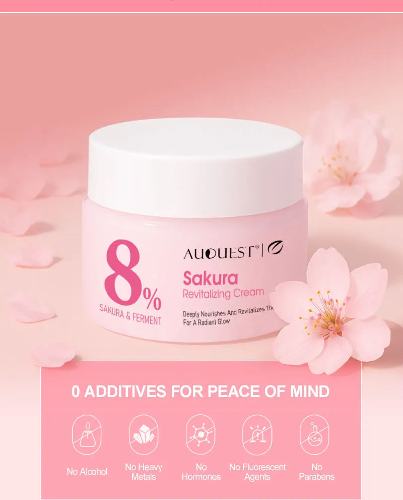 AUQUEST Sakura Revitalizing Face Cream Whitening Dark Spots Removal Hydrating Shrink Pores Facial Cream Skin Care Products
