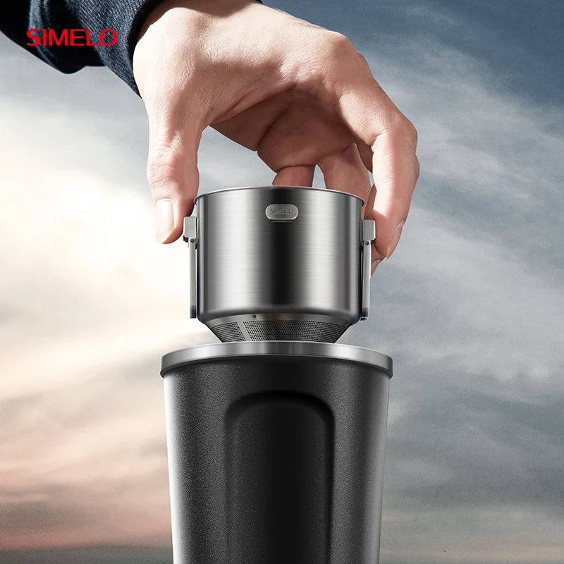 SIMELO Portable Full Body Stainless Steel Double-Layer Coffee Filter Foldable Reusable Hanging Ear Drip Filter for Coffee Lovers