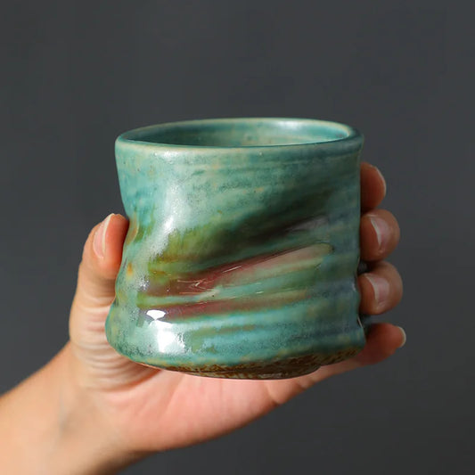 Coarse Ceramic Espresso Cup Hand Kneaded Pleated Latte Art Cup Vintage Ceramic Niche Design Afternoon Tea Cup