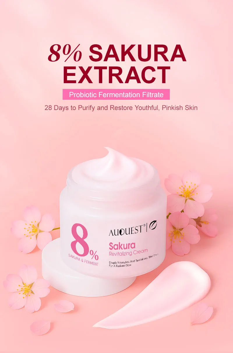 AUQUEST Sakura Revitalizing Face Cream Whitening Dark Spots Removal Hydrating Shrink Pores Facial Cream Skin Care Products